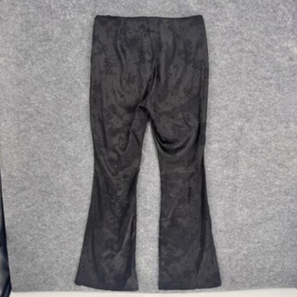 Current Mood Slick Should Be Dancing Floral Satin Lace Up Pants Black Medium - Picture 2 of 5